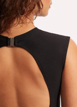 Summer Salt Cap Sleeve One Piece - Black -Seafolly Sales Store 10710 716 Black 6