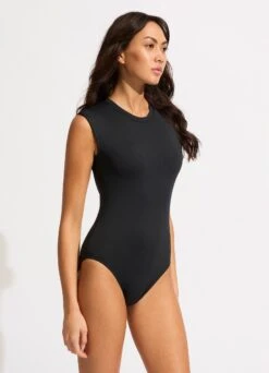 Seafolly Collective Cap Sleeve One Piece - Black -Seafolly Sales Store 10710 942 Black 11