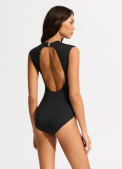 Seafolly Collective Cap Sleeve One Piece - Black -Seafolly Sales Store 10710 942 Black 12