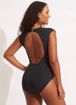 Seafolly Collective Cap Sleeve One Piece - Black -Seafolly Sales Store 10710 942 Black 5