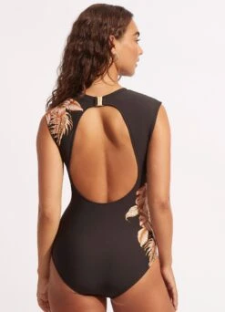 Castaway Cap Sleeve One Piece - Black 10 Castaway Cap Sleeve One Piece - Black -Seafolly Sales Store 10710 980 Black 4