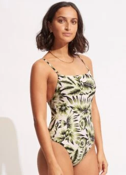 Island In The Sun Square Neck One Piece - Avocado -Seafolly Sales Store 10880 946 Avocado 3