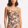 Island In The Sun Square Neck One Piece - Ecru -Seafolly Sales Store 10880 946 Ecru 1