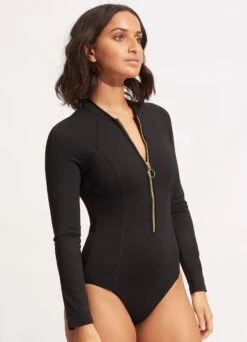 Seafolly Collective Zip Front Surfsuit - Black -Seafolly Sales Store 10936 942 Black 3