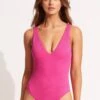 Sea Dive Deep V Neck One Piece - Fuchsia Rose -Seafolly Sales Store 10974 861 FuchsiaRos 1