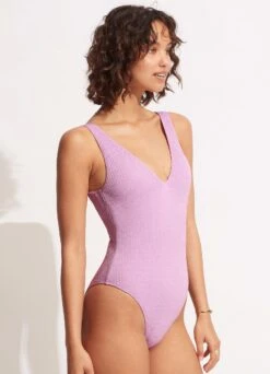 Sea Dive Deep V Neck One Piece - Lilac -Seafolly Sales Store 10974 861 Lilac 3