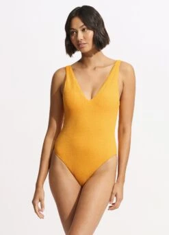Sea Dive Deep V Neck One Piece - Rockmelon