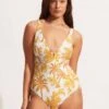 Castaway V Neck One Piece - Tuscan Sunset -Seafolly Sales Store 10993 980 TuscanSuns 1
