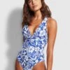 Modern Marina Plunge One Piece - Marina Blue -Seafolly Sales Store 11009 892 MarinaBlu 1