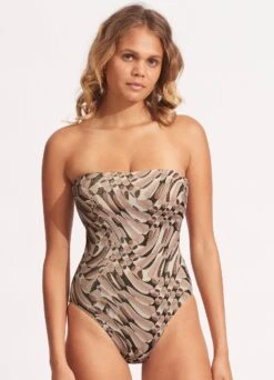 Poolside DD Bandeau One Piece - Sepia -Seafolly Sales Store 11011DD954 Sepia 2
