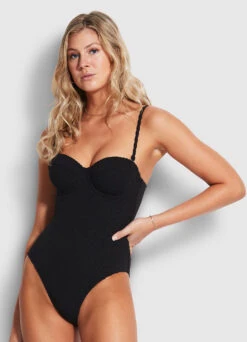 Riviera Bustier Bra One Piece - Black