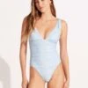 Summer Crush V Neck One Piece - Powder Blue -Seafolly Sales Store 11041 035 PowderBlue 3