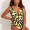 Lemoncello V Neck One Piece - Black