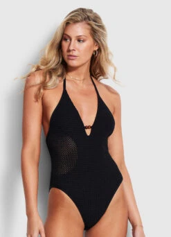 Dreamcatcher Halter One Piece - Black