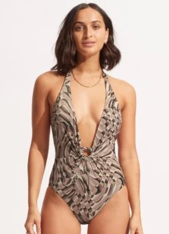 Poolside Plunge One Piece - Sepia -Seafolly Sales Store 11048 954 Sepia 3