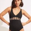 Sun Stripe One Piece - Black -Seafolly Sales Store 11051 947 Black 1
