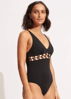 Sun Stripe One Piece - Black -Seafolly Sales Store 11051 947 Black 3