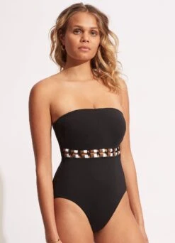 Sun Stripe DD Bandeau One Piece - Black -Seafolly Sales Store 11053DD947 Black 3