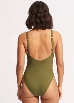 Seafolly Collective Gathered Strap One Piece - Avocado -Seafolly Sales Store 11055 942 Avocado 4