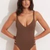 Seafolly Collective Gathered Strap One Piece - Tiramisu
