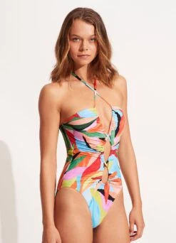 Tropfest Lace Up Bandeau Maillot - Aquamarine -Seafolly Sales Store 11056 978 Aquamarine 4