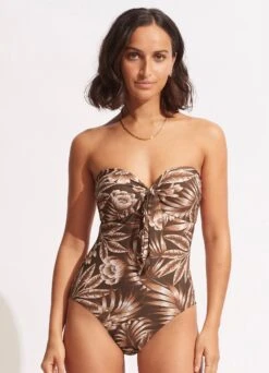 Island In The Sun Twist Tie Front One Piece - Tiramisu -Seafolly Sales Store 11058 946 Tiramisu 2