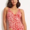 Poolside V Neck One Piece - Pink Chintz -Seafolly Sales Store 11061 954 PinkChintz 2 7597eeb8 4efc 45e6 bb86 4084b64c3bba