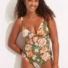 Paradise Garden Tab Front One Piece - Avocado -Seafolly Sales Store 11063 960 Avocado 1