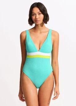 Slice Of Splice Deep V Neck One Piece - Lime Burst -Seafolly Sales Store 11067 990 Lime 20Burst 3