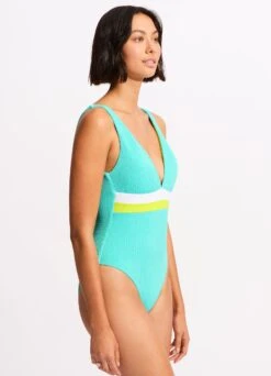 Slice Of Splice Deep V Neck One Piece - Lime Burst -Seafolly Sales Store 11067 990 Lime 20Burst 4