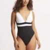 Slice Of Splice Deep V Neck One Piece - White -Seafolly Sales Store 11067 990 White 2