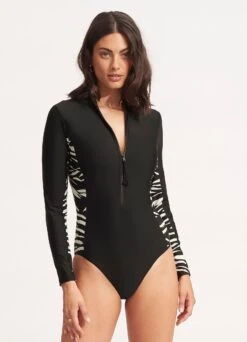 Skin Deep Long Sleeve Surf Suit - Black