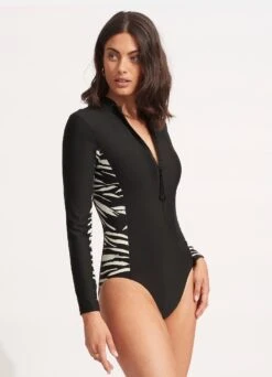 Skin Deep Long Sleeve Surf Suit - Black -Seafolly Sales Store 11068 940 Black 3
