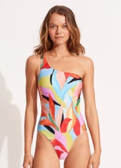 Tropfest Reversible One Shoulder One Piece - Aquamarine -Seafolly Sales Store 11070 978 Aquamarine 3