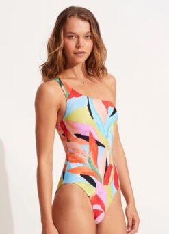 Tropfest Reversible One Shoulder One Piece - Aquamarine -Seafolly Sales Store 11070 978 Aquamarine 5