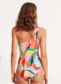 Tropfest Reversible One Shoulder One Piece - Aquamarine -Seafolly Sales Store 11070 978 Aquamarine 7