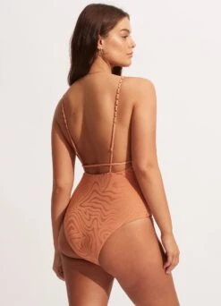 Second Wave V Neck One Piece - Copper Tan -Seafolly Sales Store 11071 968 Copper 20Tan 5
