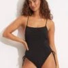Sea Dive Scoop Neck Drawstring Side One Piece - Black -Seafolly Sales Store 11077 861 Black 1