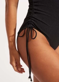 Sea Dive Scoop Neck Drawstring Side One Piece - Black -Seafolly Sales Store 11077 861 Black 5