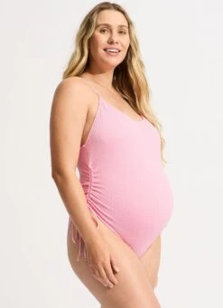 Sea Dive Scoop Neck Drawstring Side One Piece - Parfait Pink -Seafolly Sales Store 11077 861 ParfaitPink 1