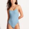 Sea Dive Scoop Neck Drawstring Side One Piece - Powder Blue -Seafolly Sales Store 11077 861 PowderBlue 3