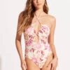 Silk Road Lace Up Bandeau One Piece - Parfait Pink -Seafolly Sales Store 11104 020 ParfaitPnk 3