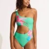 Tropica One Shoulder Cut Out One Piece - Jade -Seafolly Sales Store 11115 067 Jade 3