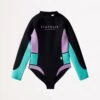 Girls Colour Block Wetsuit - Black Splice -Seafolly Sales Store 15738 BlkSplice 1