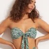Wild At Heart Twist Tie Front Bandeau - Evergreen -Seafolly Sales Store 31187 988 Evergreen 1
