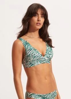 Wild At Heart "V" Neck Crop Top - Evergreen -Seafolly Sales Store 31266 988 Evergreen 3