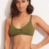 Seafolly Collective Gathered Strap Bralette - Avocado -Seafolly Sales Store 31390 942 Avocado 1