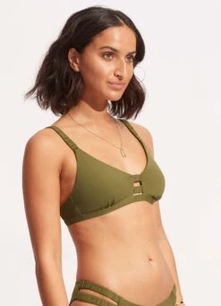 Seafolly Collective Gathered Strap Bralette - Avocado -Seafolly Sales Store 31390 942 Avocado 3