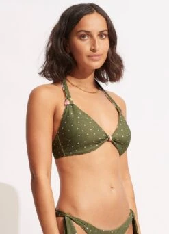 Paradise Garden Tab Front Halter Bra - Avocado -Seafolly Sales Store 31400 960 Avocado 4