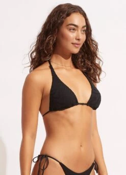 Second Wave Longline Slide Tri Top - Black -Seafolly Sales Store 31412 968 Black 3